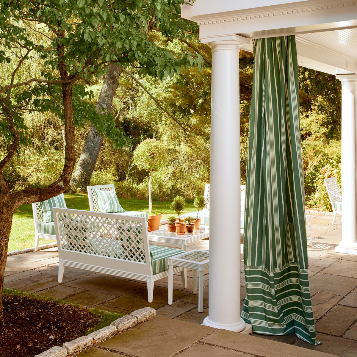 Schumacher Hampton Stripe Indoor/Outdoor Emerald Fabric 82302