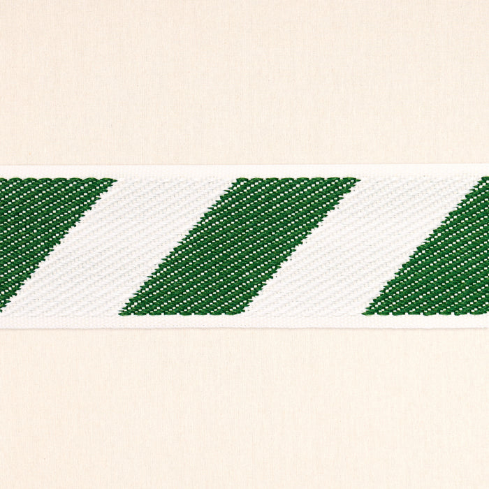 Schumacher Airmail I Indoor/Outdoor Tape Green And Ivory Trim Sample 82422