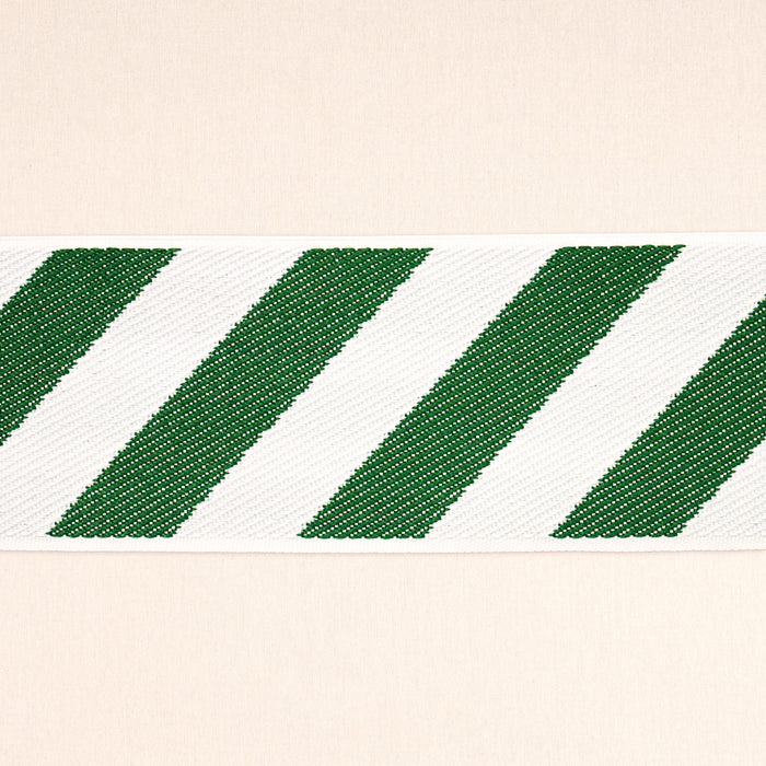 Schumacher Airmail II Indoor/Outdoor Tape Green And Ivory Trim Sample 82432