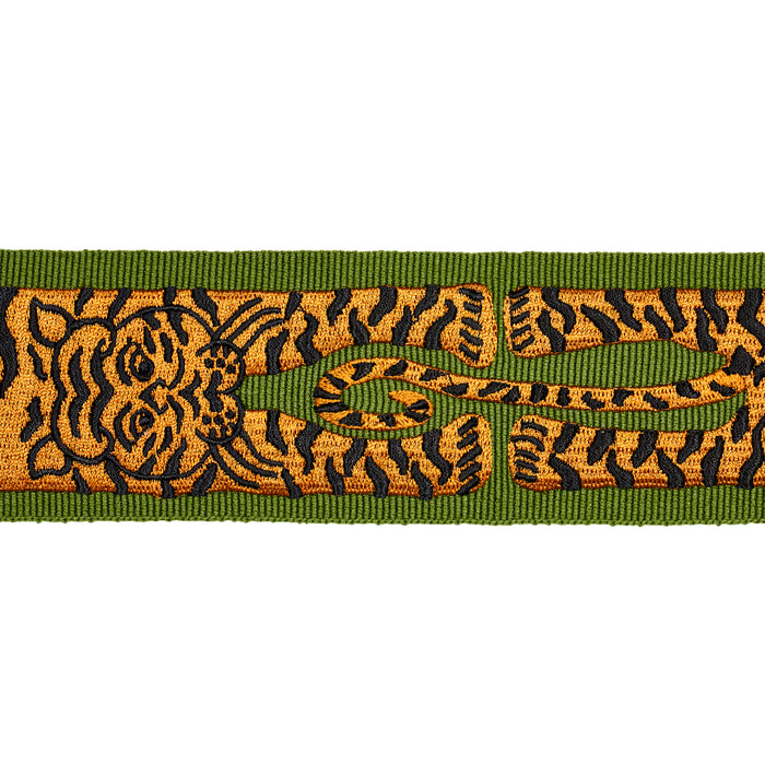 Schumacher Le Tigre Embroidered Trim Green Trim Sample 82511