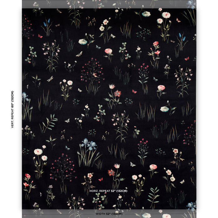 Schumacher Primavera Velvet Black Fabric Sample 82540