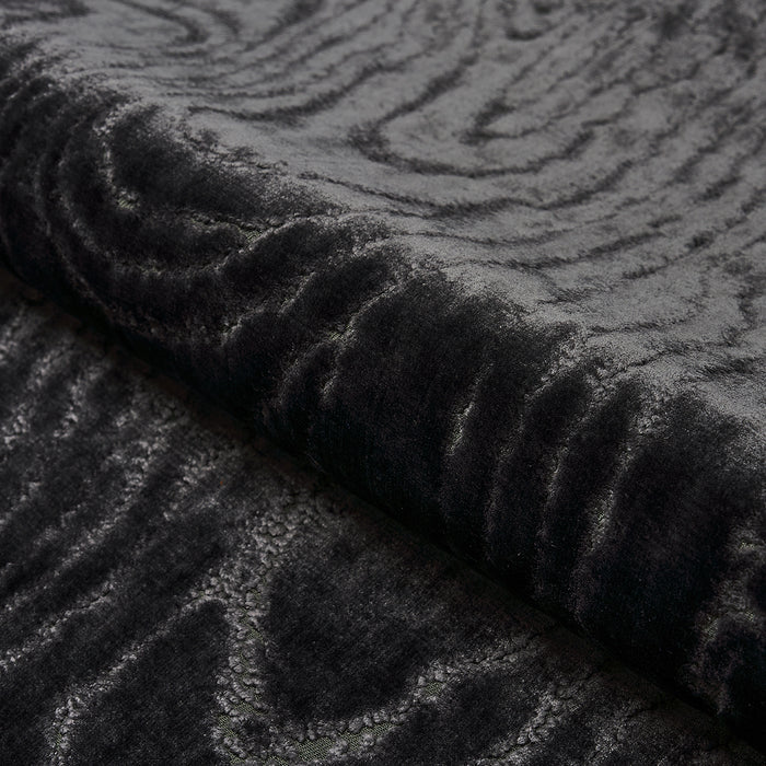 Schumacher Marisa Moire Velvet Smoke Fabric 82751