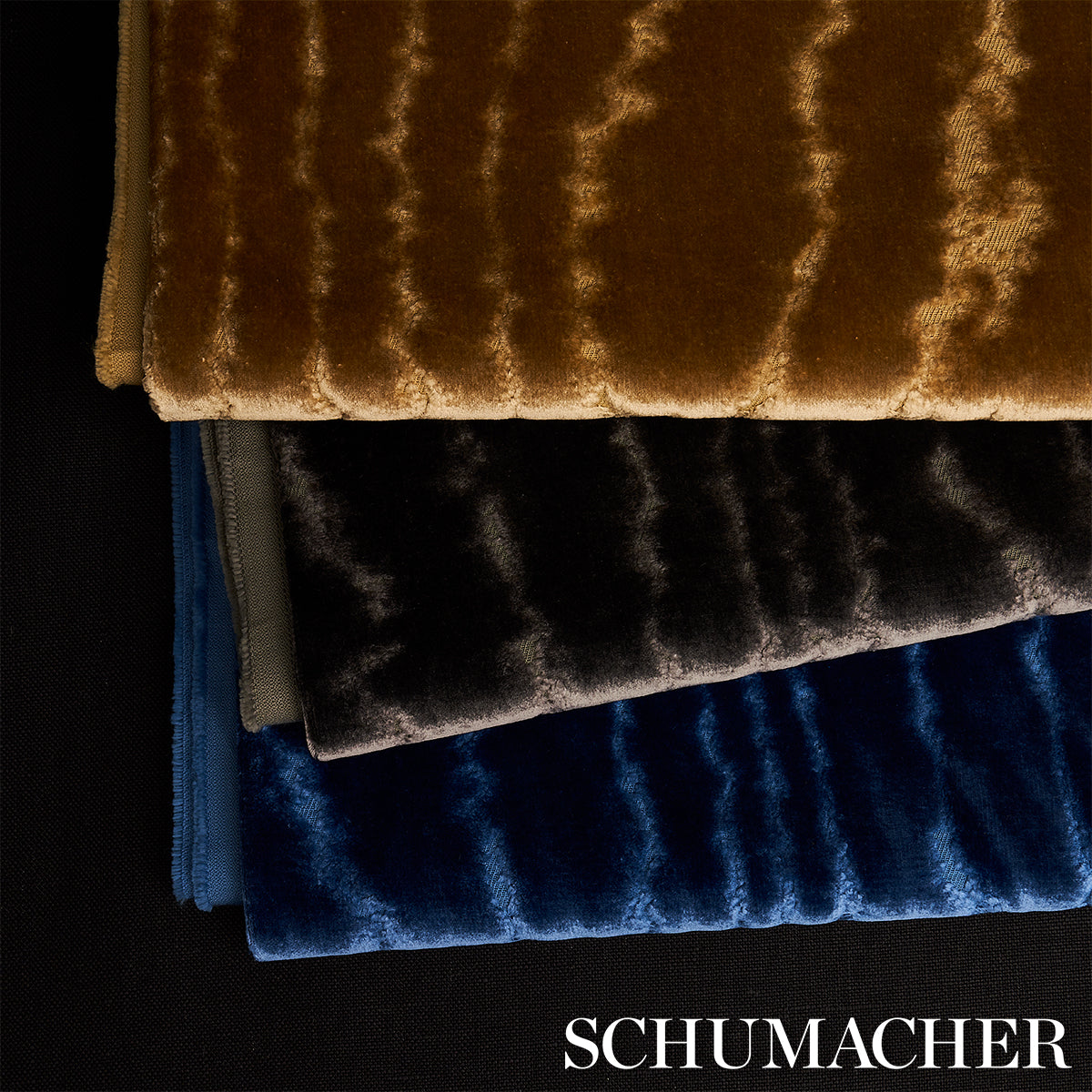 Schumacher Marisa Moire Velvet Lapis Fabric 82752