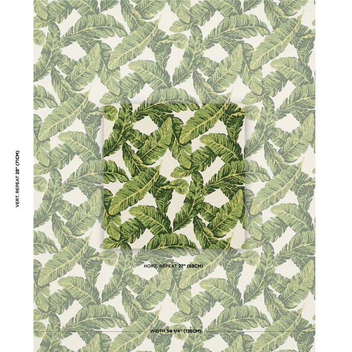 Schumacher Tropical Leaf Indoor/Outdoor Green Fabric Sample 82770