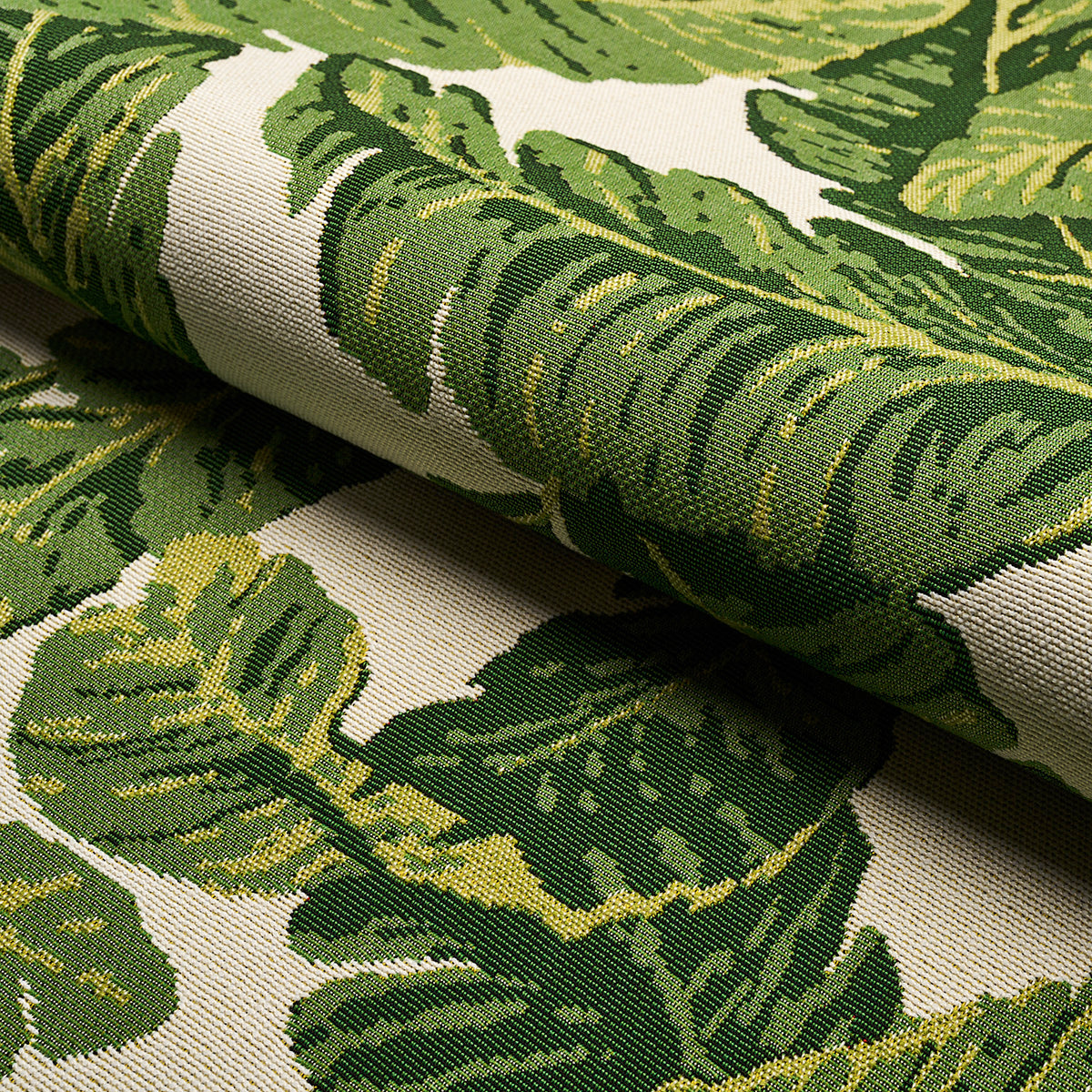 Schumacher Tropical Leaf Indoor/Outdoor Green Fabric Sample 82770