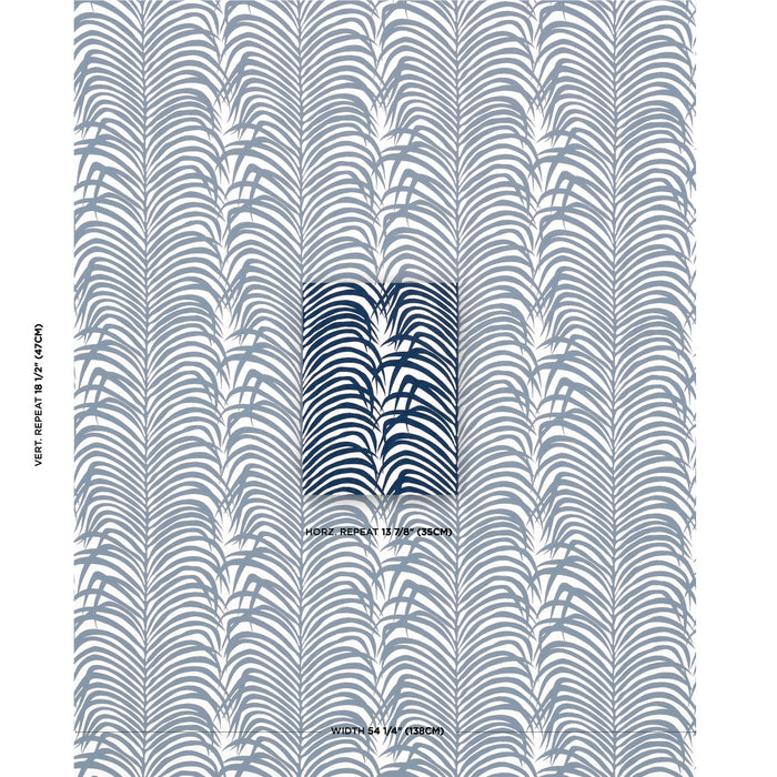 Schumacher Zebra Palm Indoor/Outdoor Navy Fabric 82781