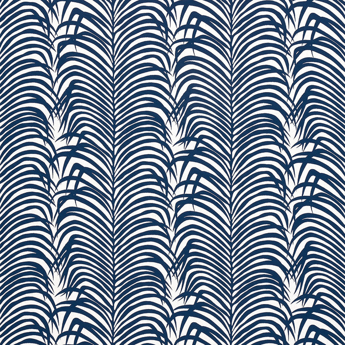 Schumacher Zebra Palm Indoor/Outdoor Navy Fabric 82781