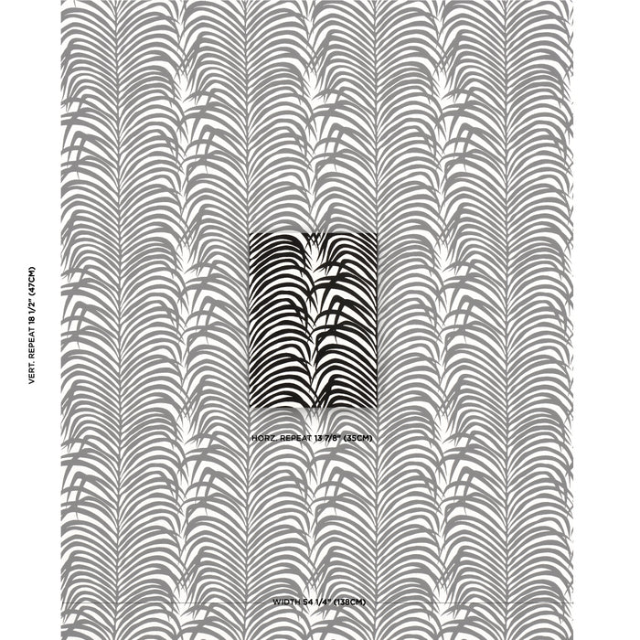 Schumacher Zebra Palm Indoor/Outdoor Black Fabric 82782