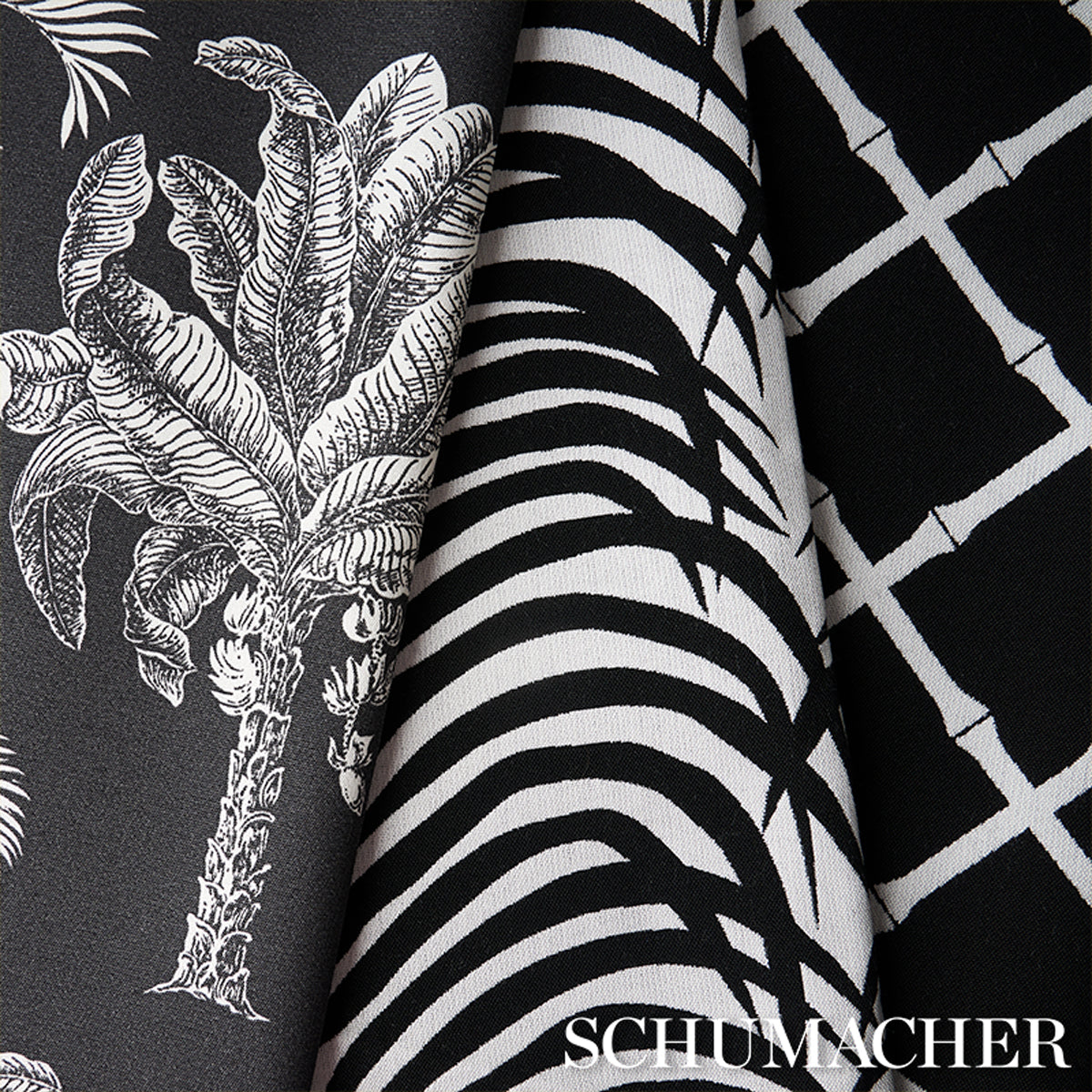 Schumacher Zebra Palm Indoor/Outdoor Black Fabric 82782