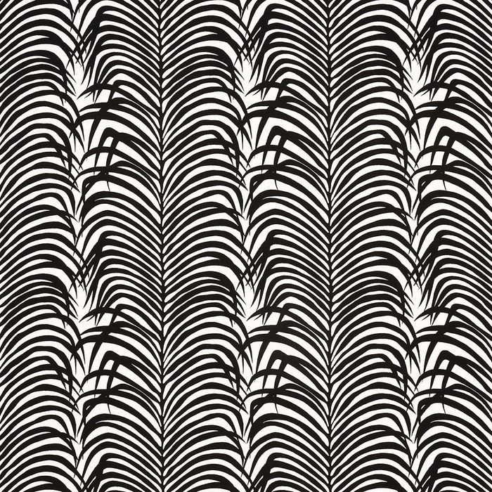 Schumacher Zebra Palm Indoor/Outdoor Black Fabric Sample 82782