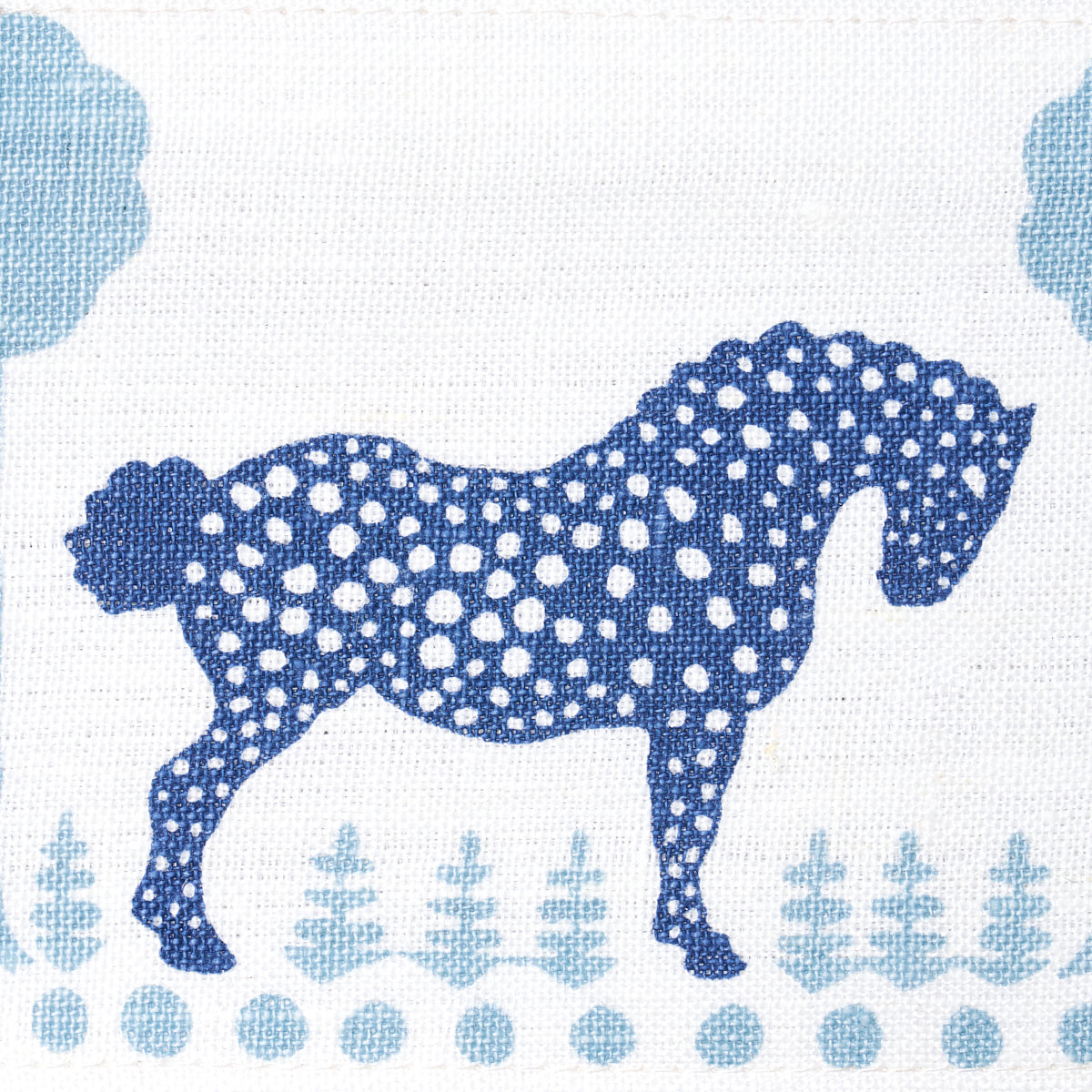 Schumacher Polka Dot Pony Tape Blue Trim 82811