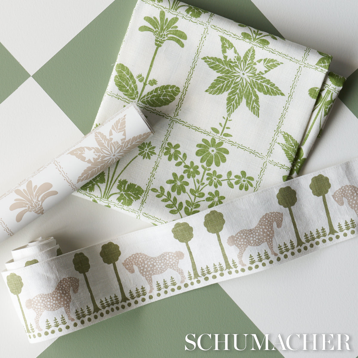 Schumacher Polka Dot Pony Tape Olive Trim Sample 82812