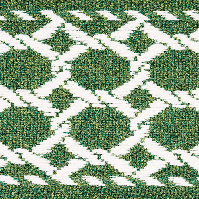 Schumacher Lattice Indoor/Outdoor Tape Green Trim Sample 82822