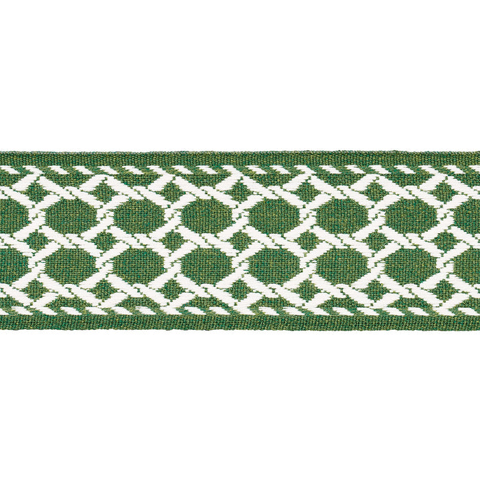 Schumacher Lattice Indoor/Outdoor Tape Green Trim Sample 82822