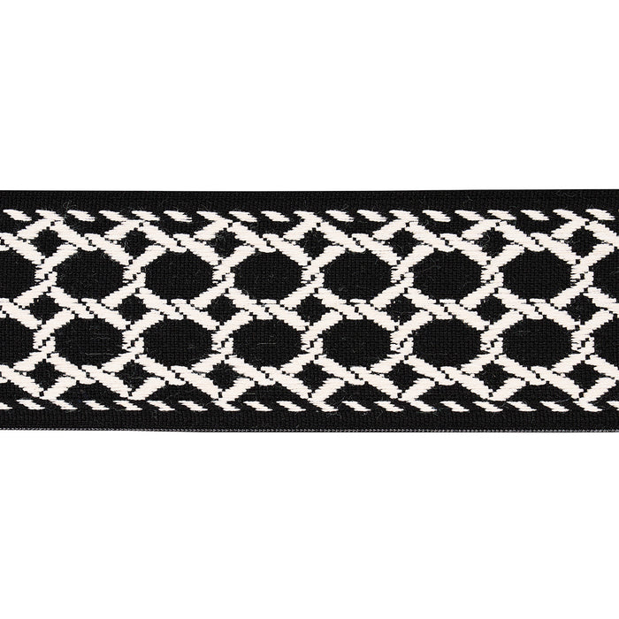 Schumacher Lattice Indoor/Outdoor Tape Black Trim Sample 82824