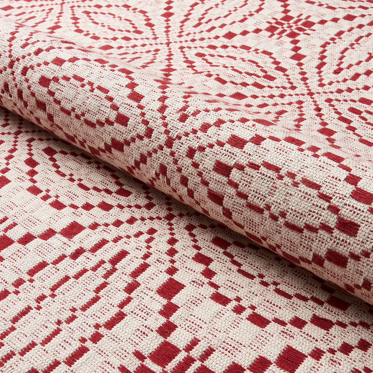 Schumacher Francestown Coverlet Crimson Fabric 82912