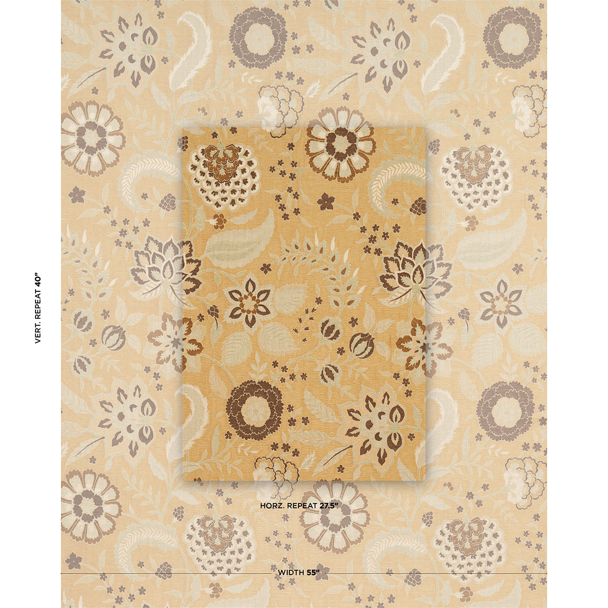 Schumacher Alessia Floral Gold Fabric Sample 83131