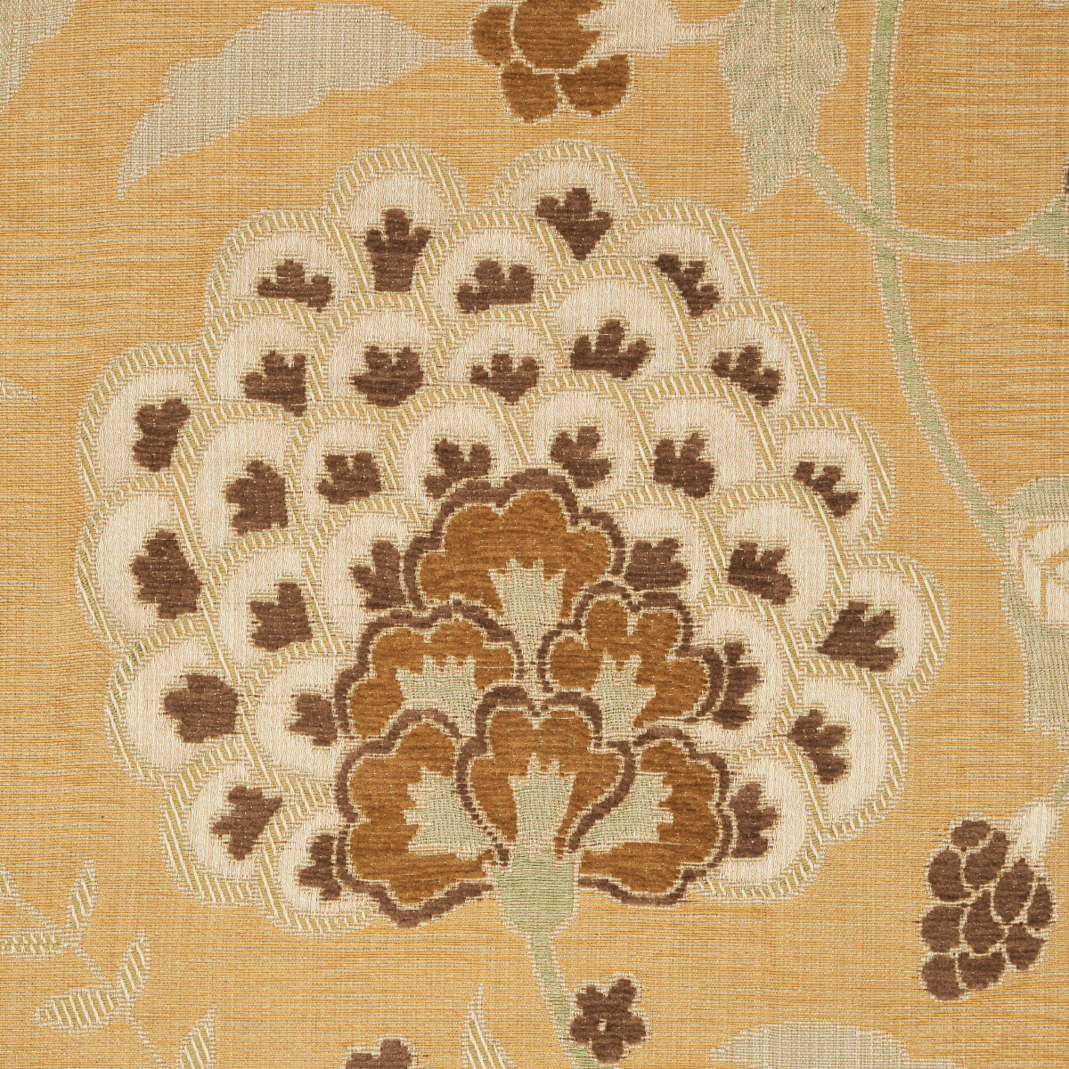 Schumacher Alessia Floral Gold Fabric Sample 83131