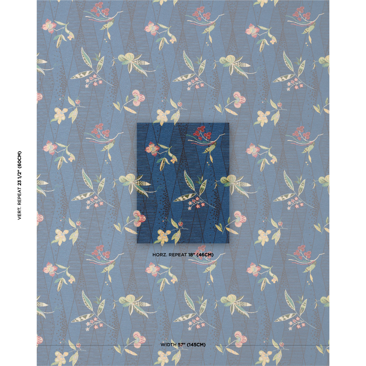 Schumacher Romola Floral Cadet Fabric 83141