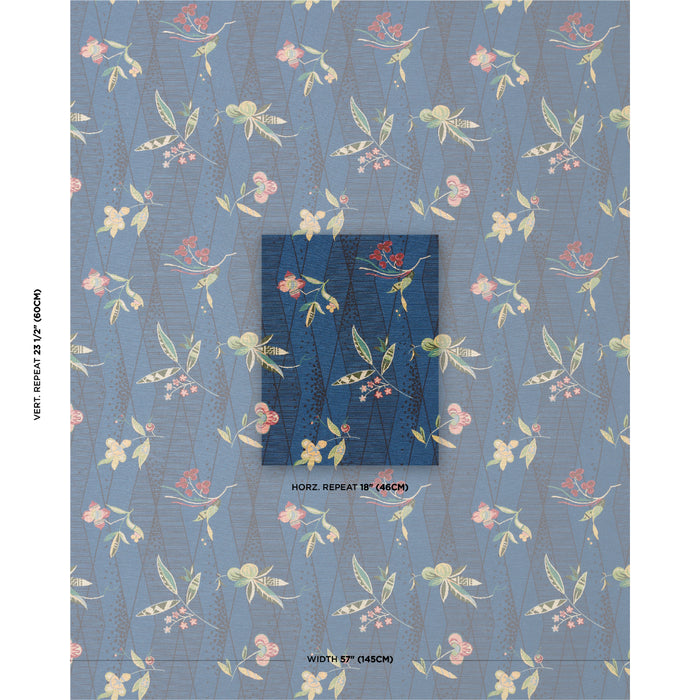 Schumacher Romola Floral Cadet Fabric 83141