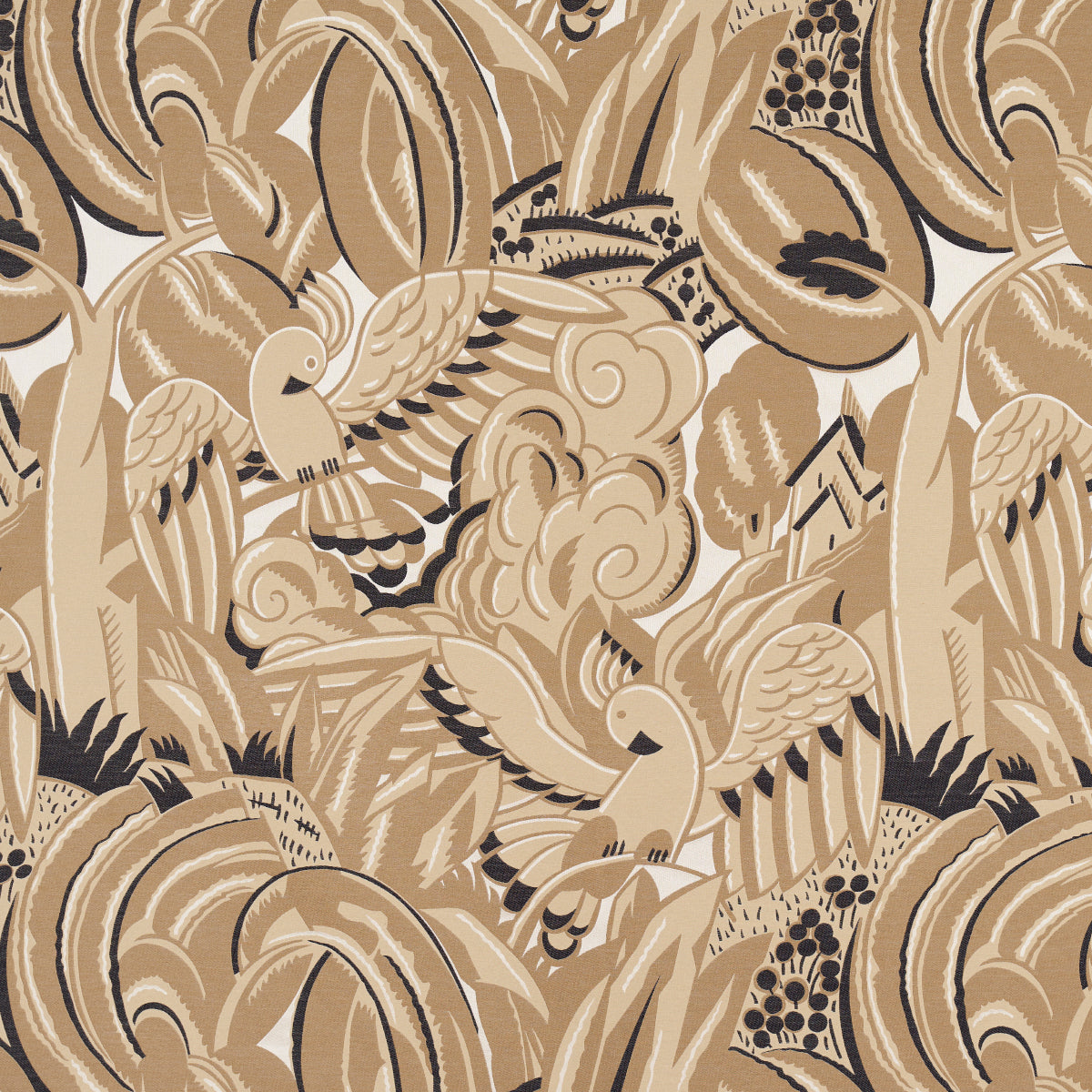 Schumacher Parrots Moderne Sandstone Fabric Sample 83180