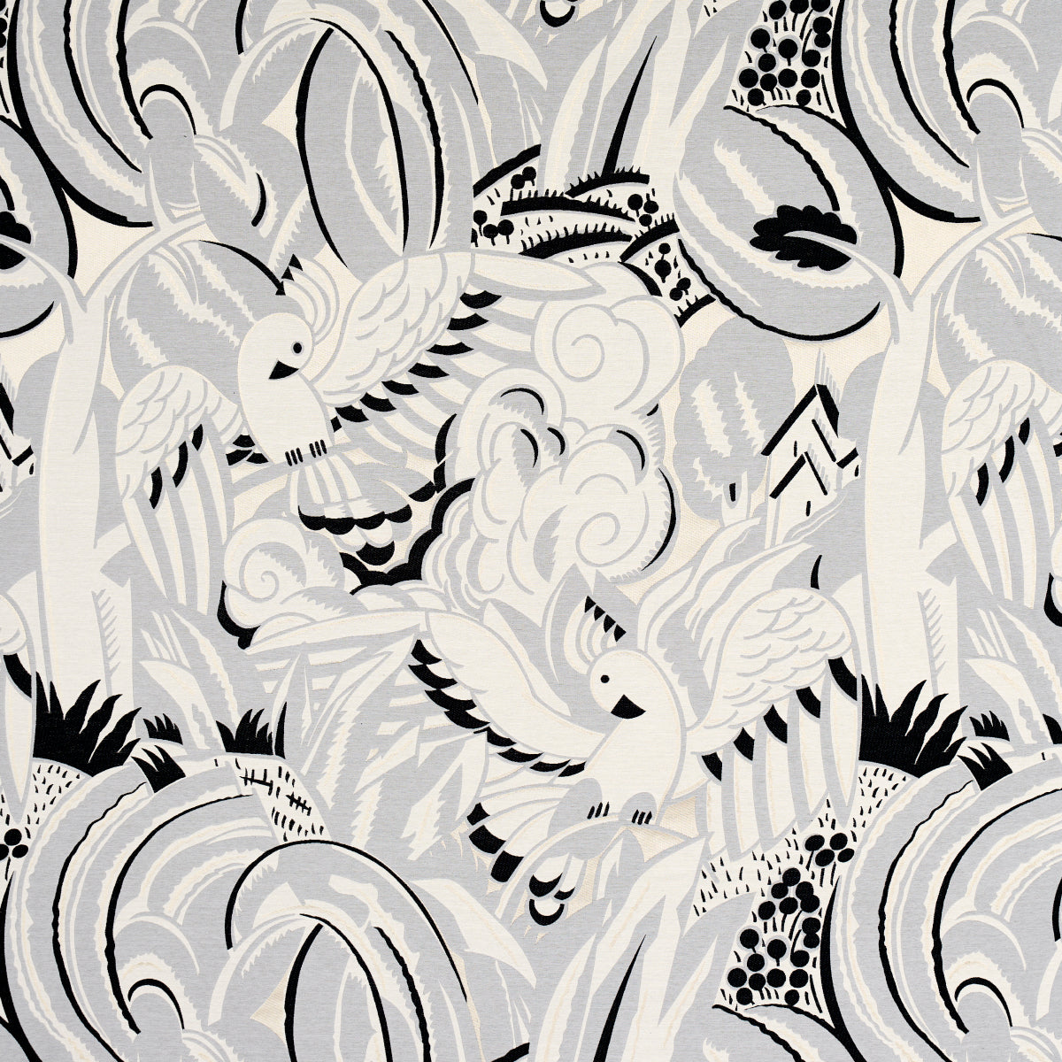 Schumacher Parrots Moderne Dove Fabric 83181