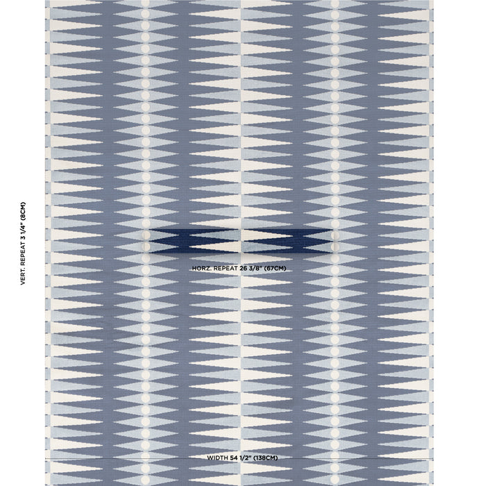Schumacher Backgammon Cut Velvet Blue Fabric 83200