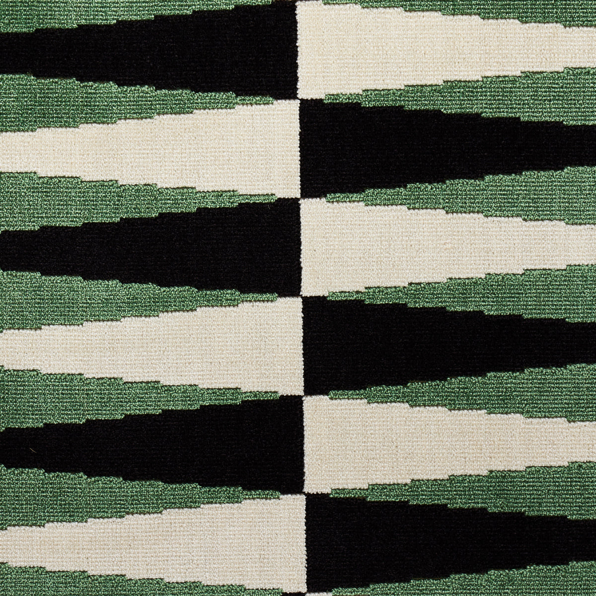 Schumacher Backgammon Cut Velvet Green Fabric Sample 83202