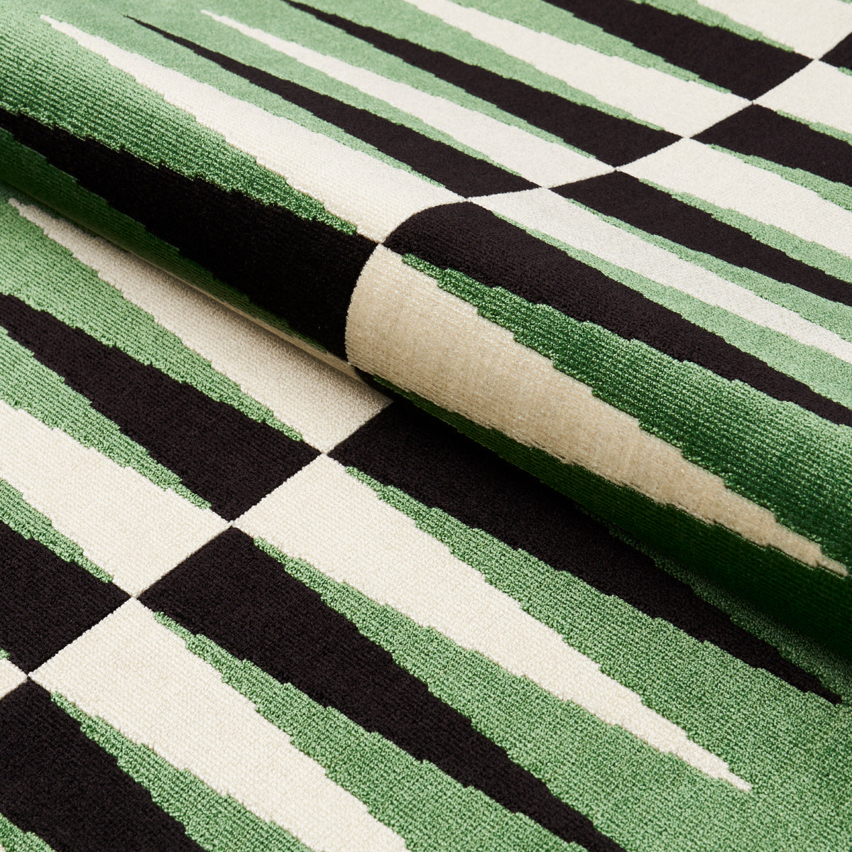 Schumacher Backgammon Cut Velvet Green Fabric 83202