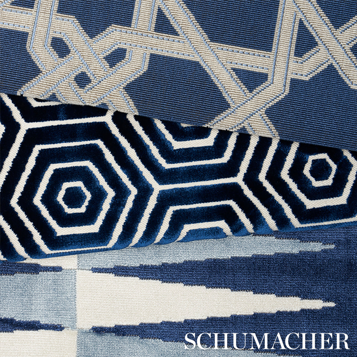 Schumacher Le Maroc Epingle Blue Fabric 83220