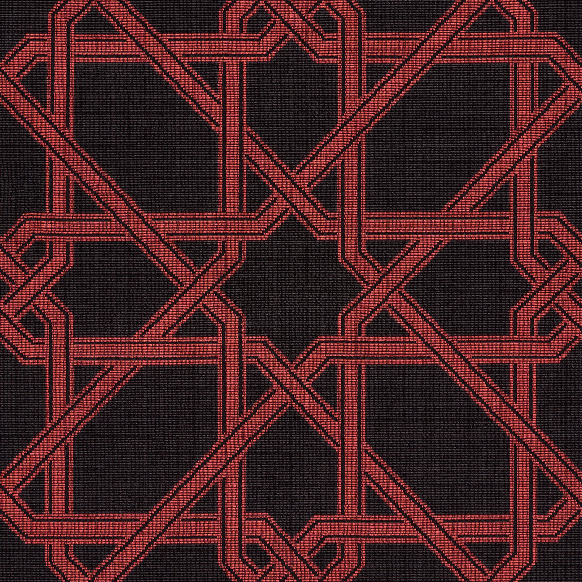 Schumacher Le Maroc Epingle Black And Red Fabric 83222