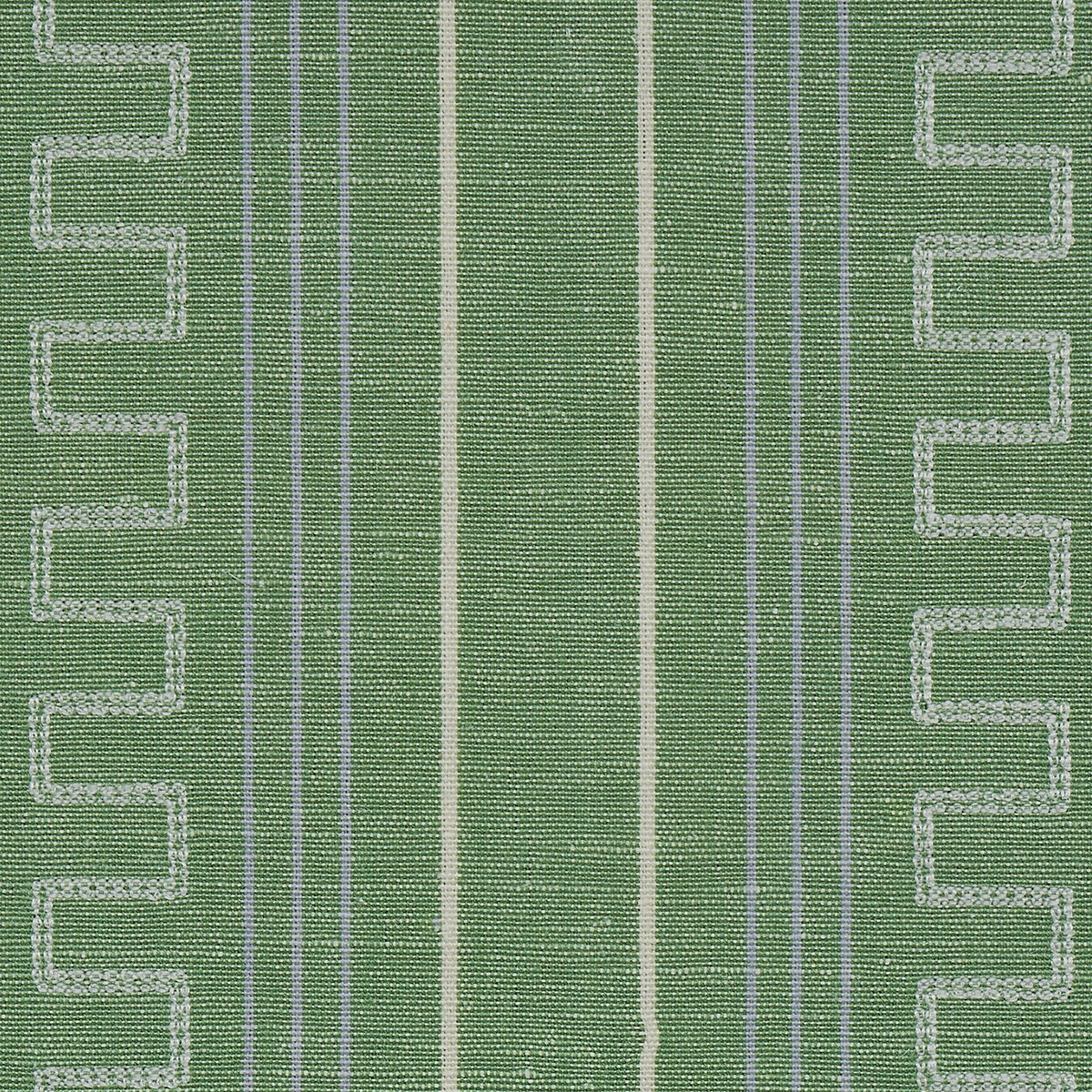 Schumacher Greco Stripe Green Fabric Sample 83232