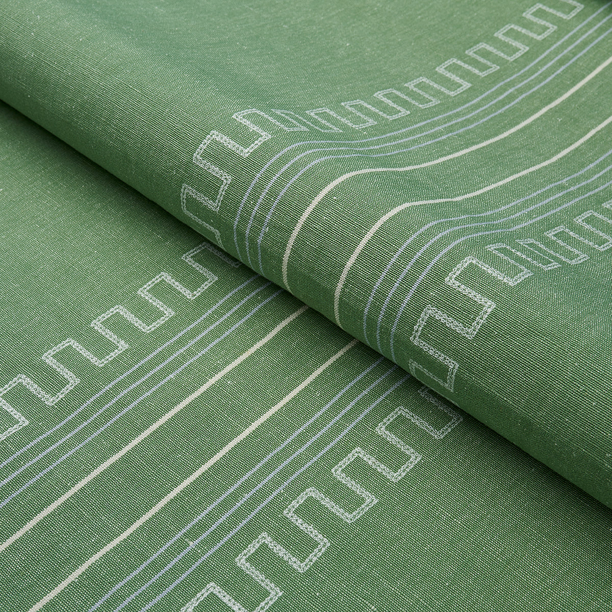 Schumacher Greco Stripe Green Fabric 83232