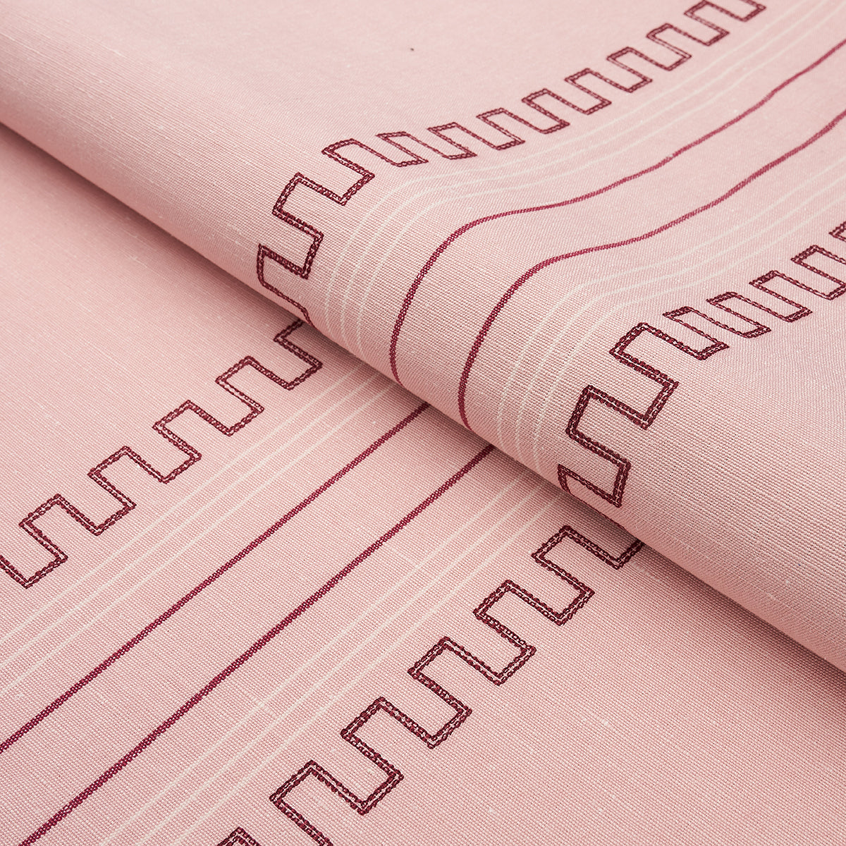 Schumacher Greco Stripe Pink Fabric Sample 83233