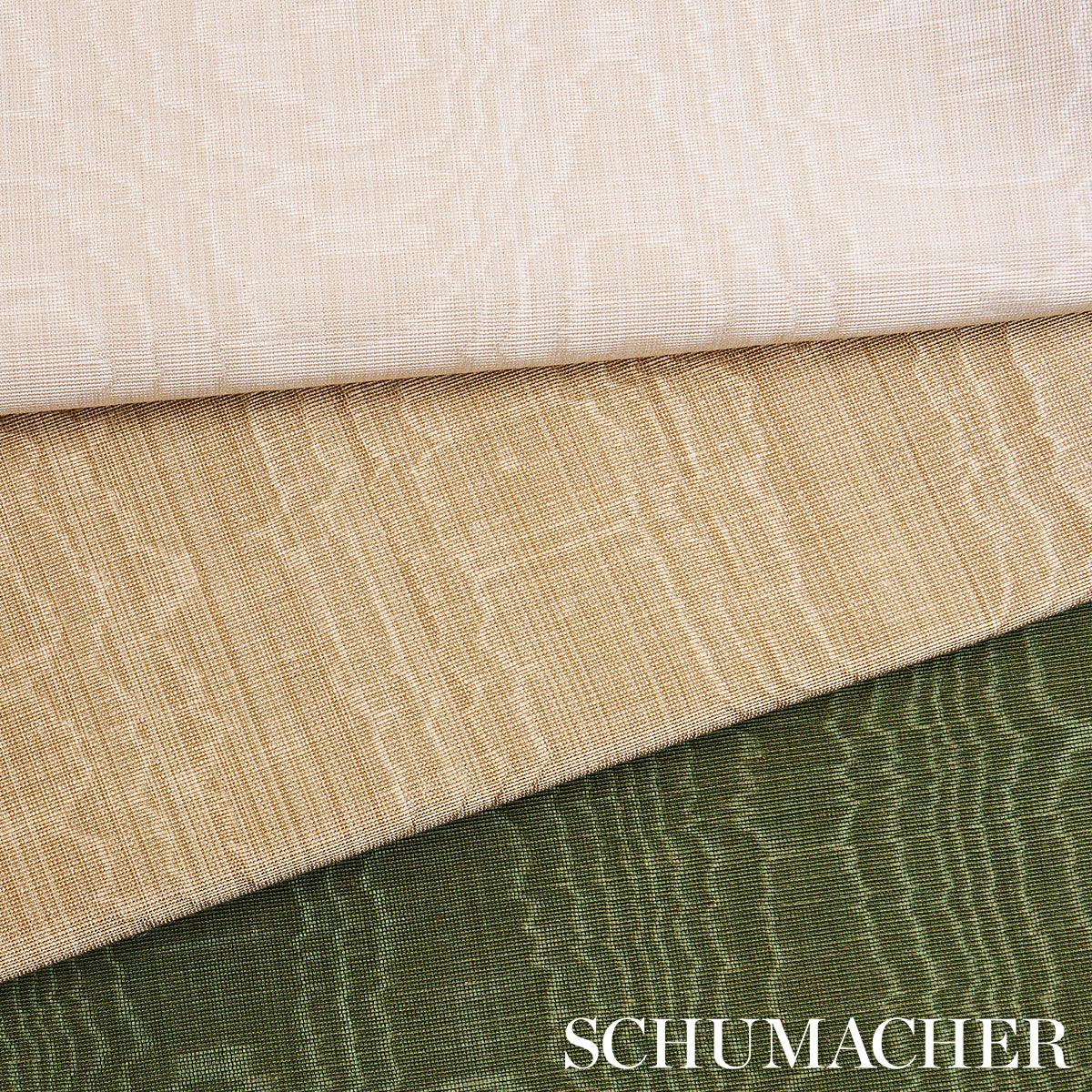 Schumacher Beau Cotton Linen Moire Soft Gold Fabric 83252