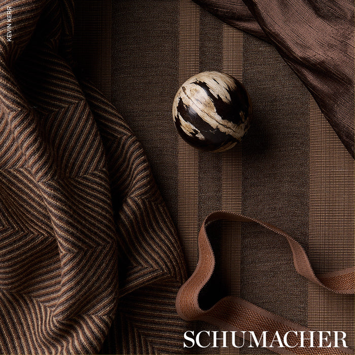 Schumacher Simon Wool Linen Stripe Brown Fabric Sample 83260