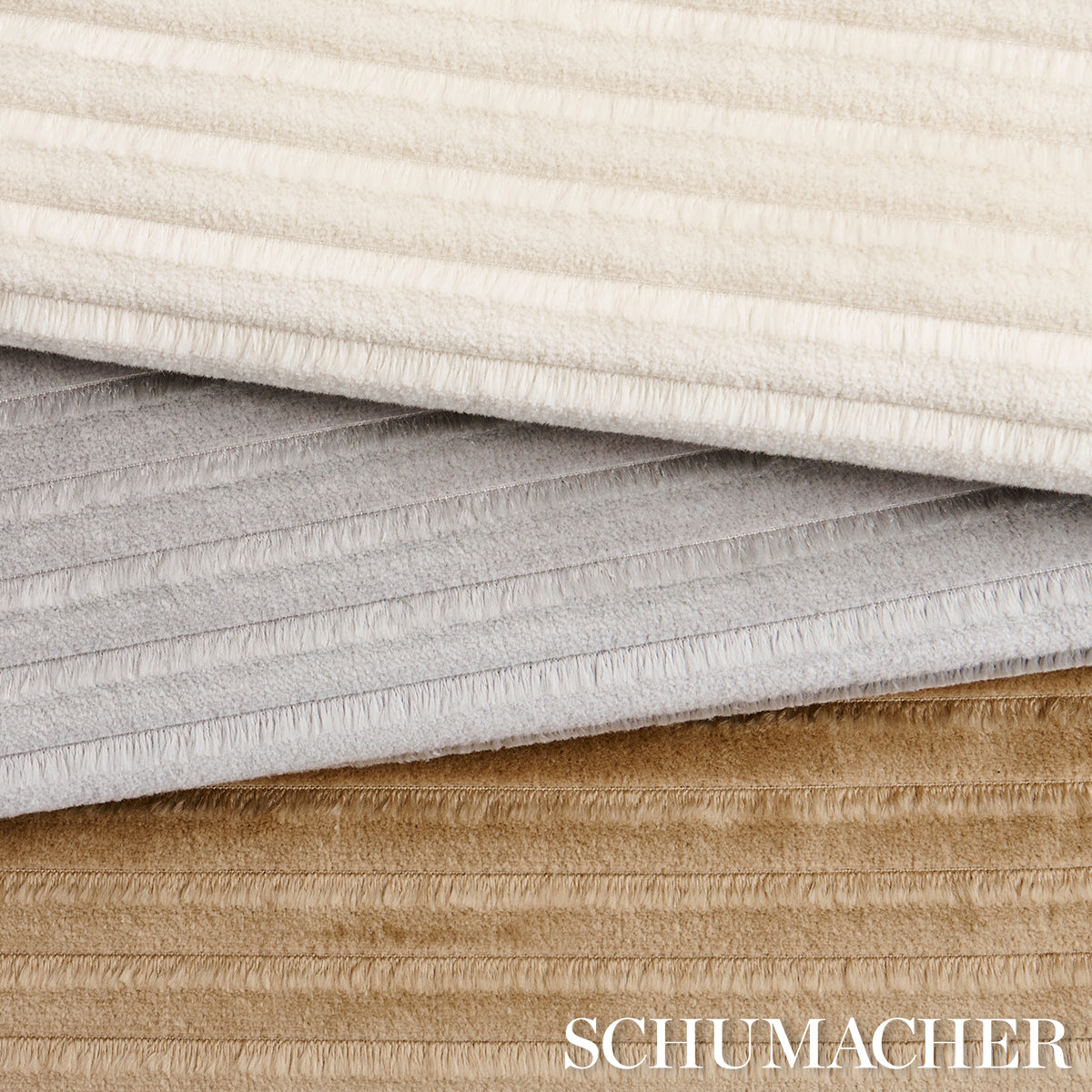 Schumacher Petite Channeled Velvet Ivory Fabric 83300