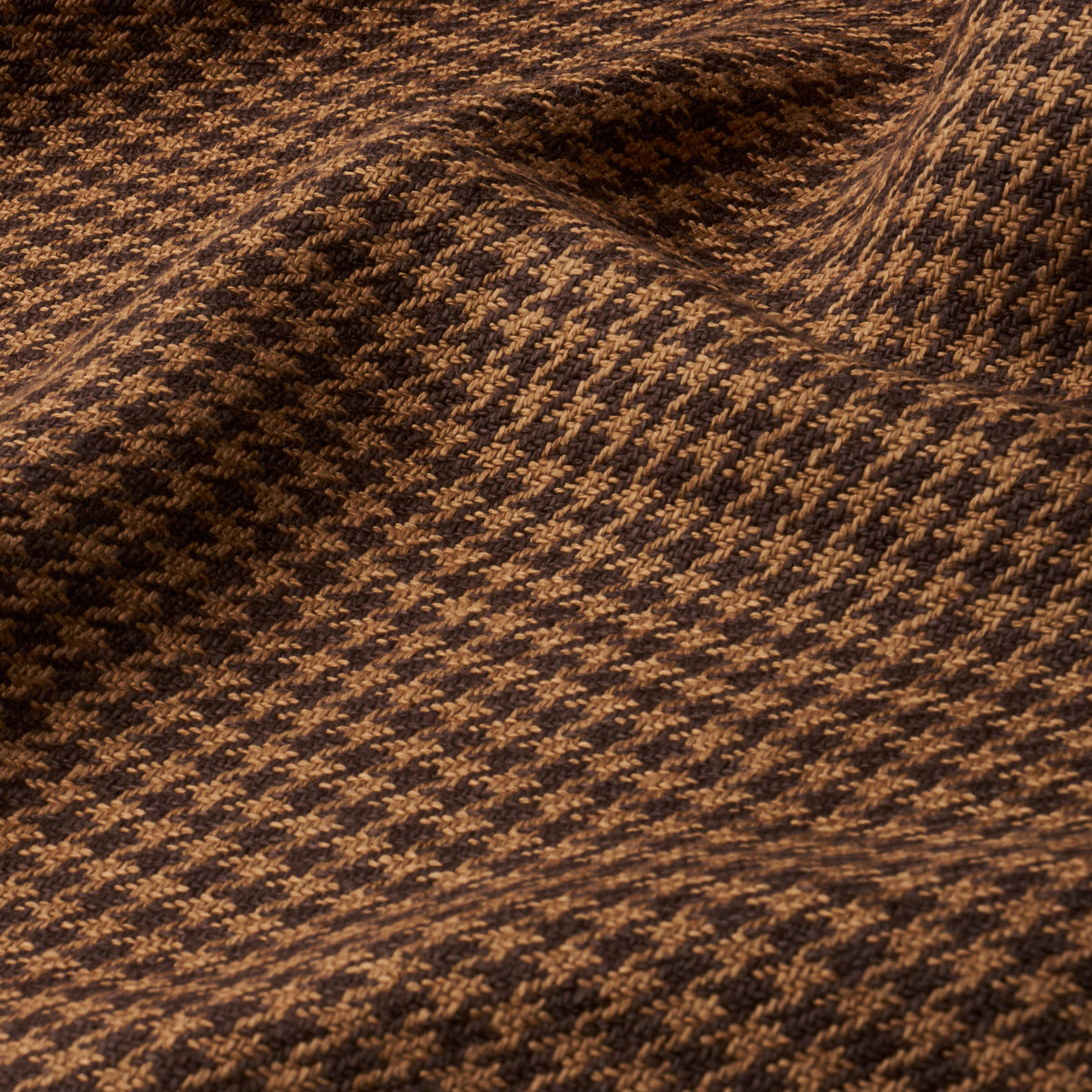 Schumacher Lotti Linen Houndstooth Brown Fabric 83341