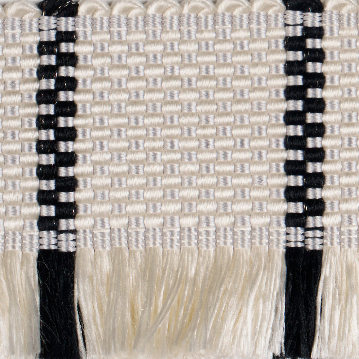 Schumacher Frances Silk Fringe Black And White Trim 83371