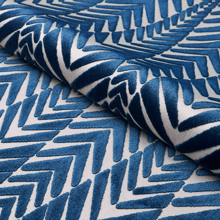 Schumacher Zebra Velvet Silver Blue Fabric 83400