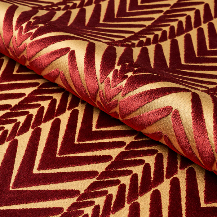 Schumacher Zebra Velvet Gold Plum Fabric Sample 83401