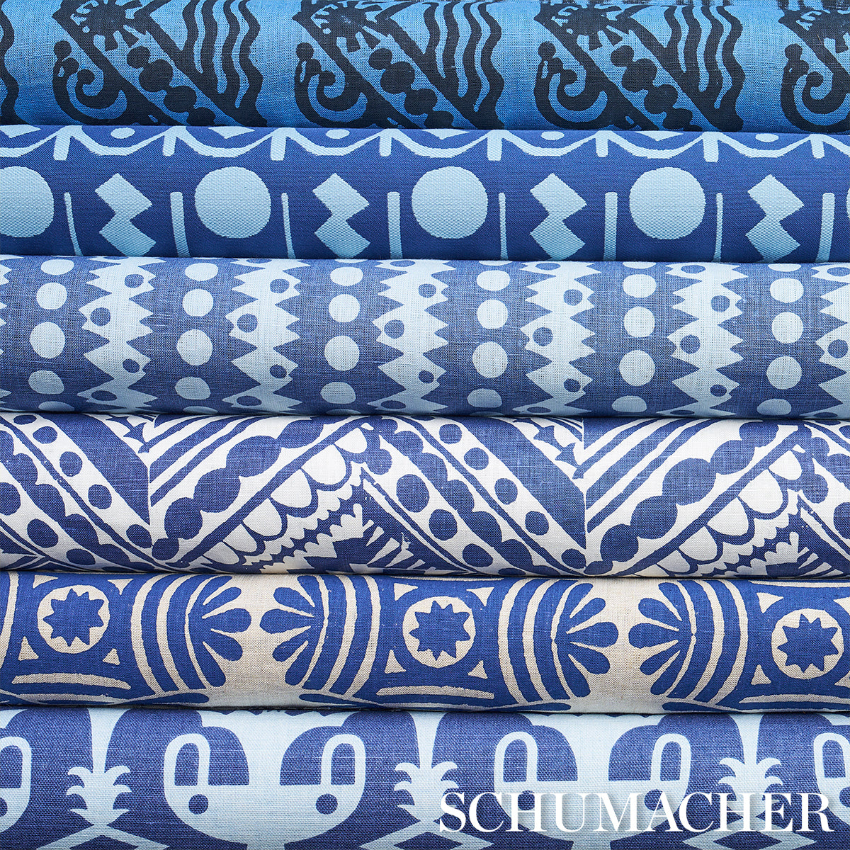 Schumacher Downtown Blues Fabric 83411