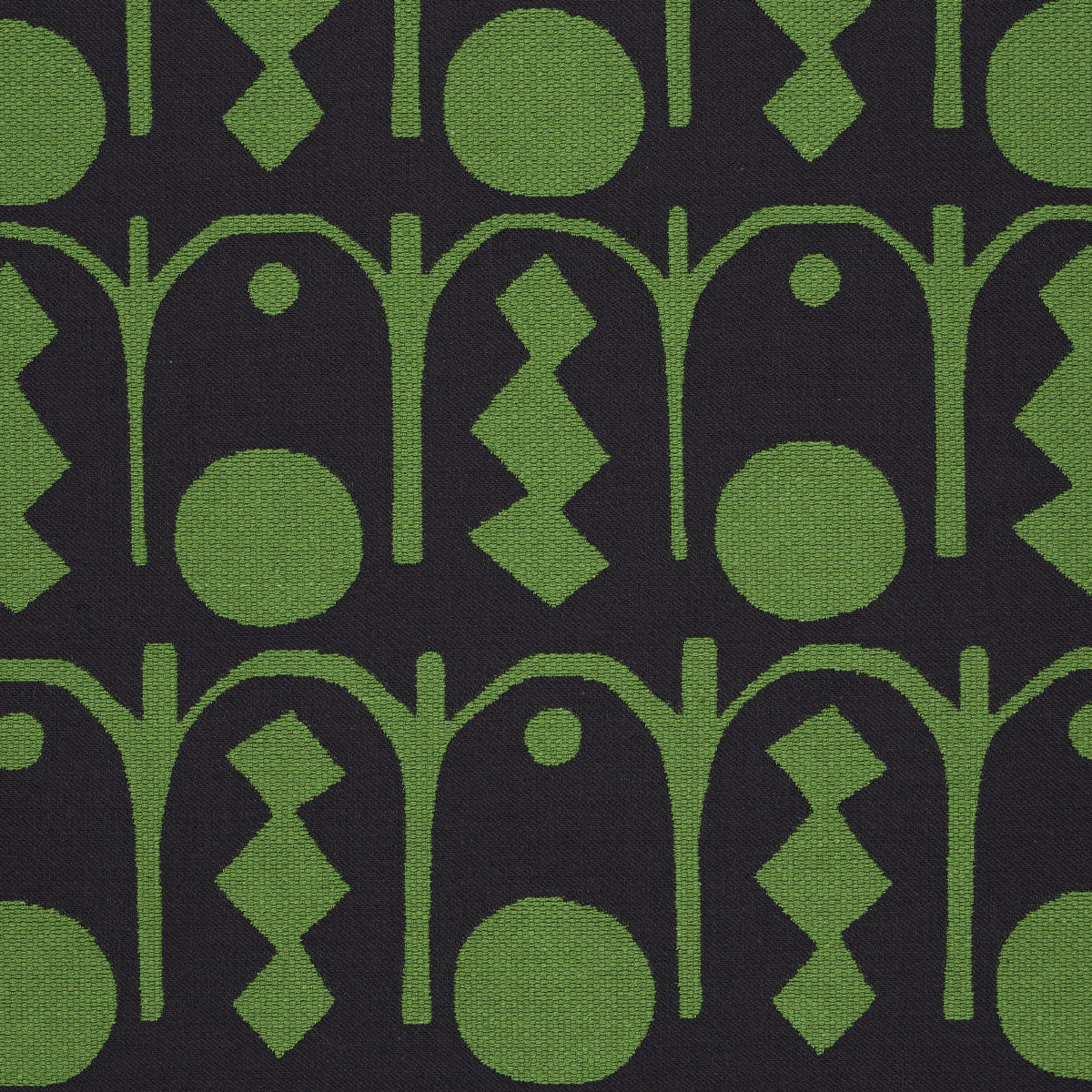 Schumacher Downtown Green And Black Fabric 83412