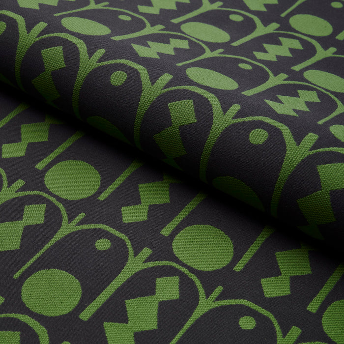 Schumacher Downtown Green And Black Fabric 83412