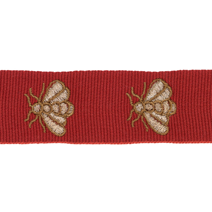 Schumacher Hubert'S Bees Tape Rouge & Gold Trim 83530