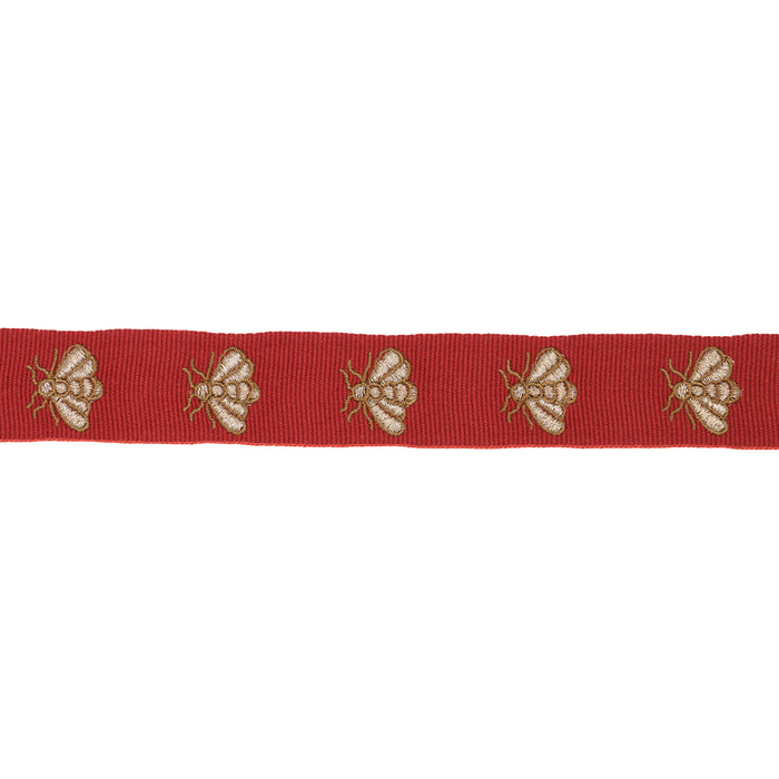 Schumacher Hubert'S Bees Tape Rouge & Gold Trim 83530