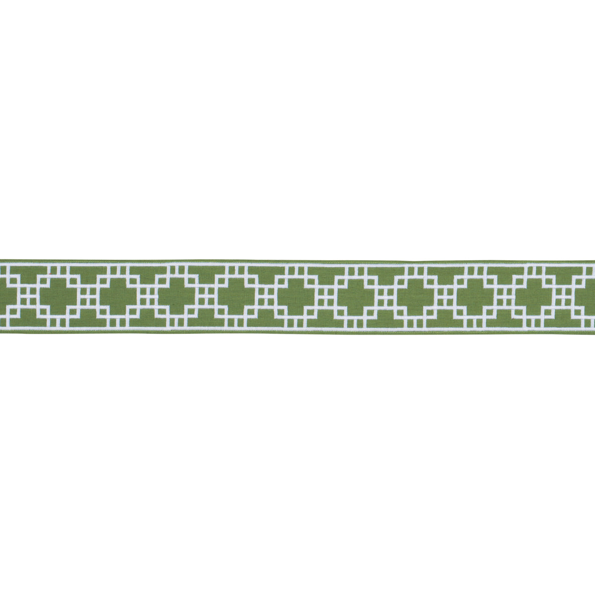 Schumacher Squared Away Trellis Tape Green Trim Sample 83590