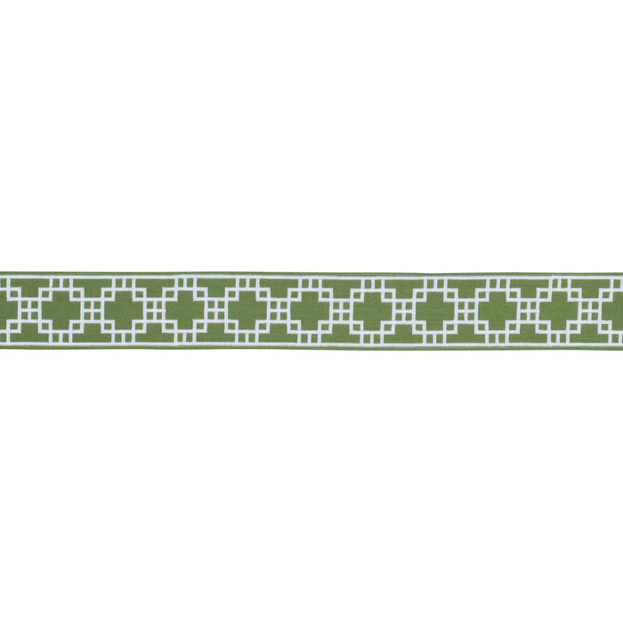 Schumacher Squared Away Trellis Tape Green Trim Sample 83590