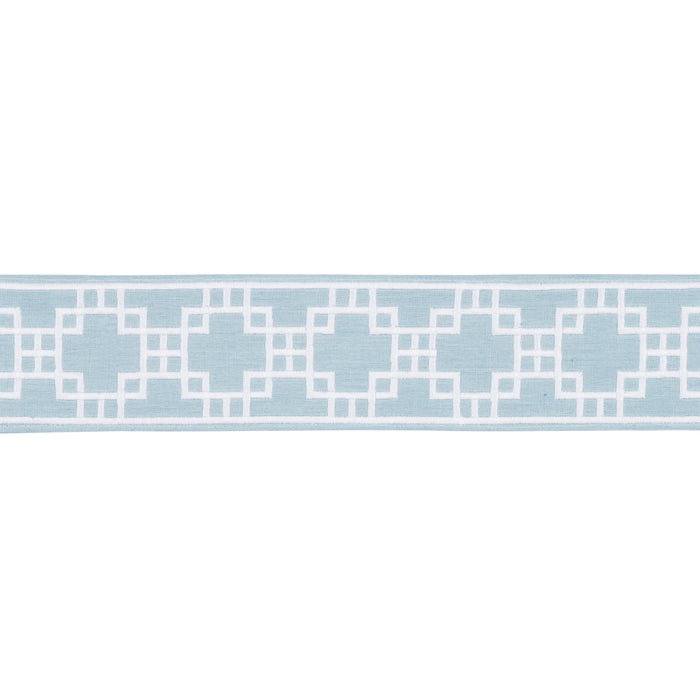 Schumacher Squared Away Trellis Tape Sky Trim 83591