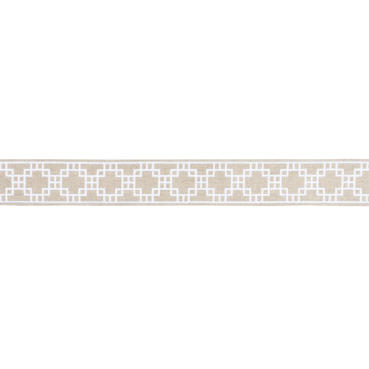 Schumacher Squared Away Trellis Tape Natural Trim Sample 83592